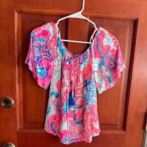 Lilly Pulitzer Pink and Blue Floral Blouse